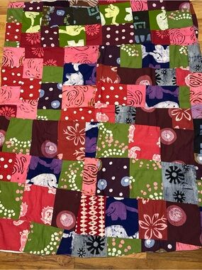 Global mamas Patchwork Cotton Quilt Blanket pic-nic throw hand made in Ghana NWT